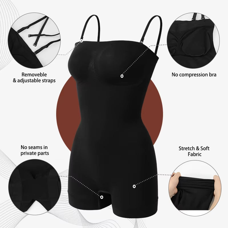 Strapless Bodysuit off Shoulder Bustier Tube Top Women Shorts Shapewear Tummy Control Body Shaper Waist Trainer Skinny Underwear