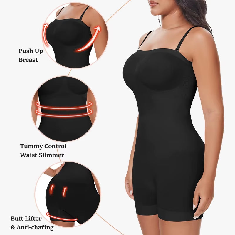 Strapless Bodysuit off Shoulder Bustier Tube Top Women Shorts Shapewear Tummy Control Body Shaper Waist Trainer Skinny Underwear