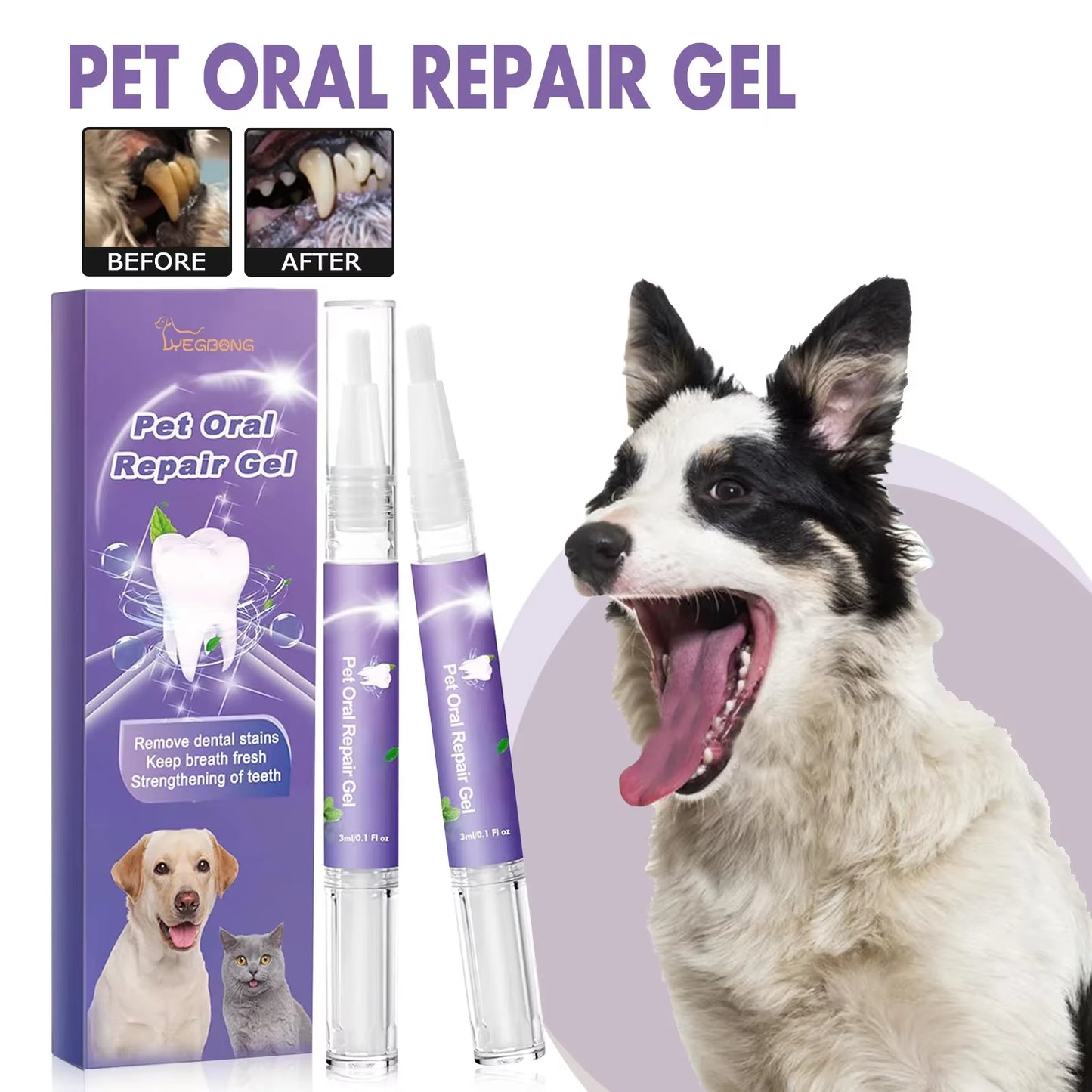 Pet Teeth Cleaning Pen Natural Teeth Cleaning Tools Pet Oral Repair Gel Dog Grooming Toothbrush Dental Stain Cleaning Pen