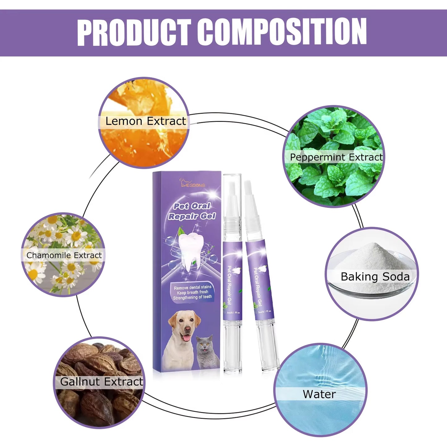 Pet Teeth Cleaning Pen Natural Teeth Cleaning Tools Pet Oral Repair Gel Dog Grooming Toothbrush Dental Stain Cleaning Pen