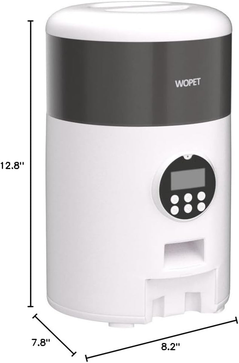 4L Automatic Cat Feeder,Timed Dog Feeder Pet Food Dispenser with Desiccant Bag for Dry Food,Programmable Portion Control & Voice Recorder for Small/Medium Pets (4L, Grey)