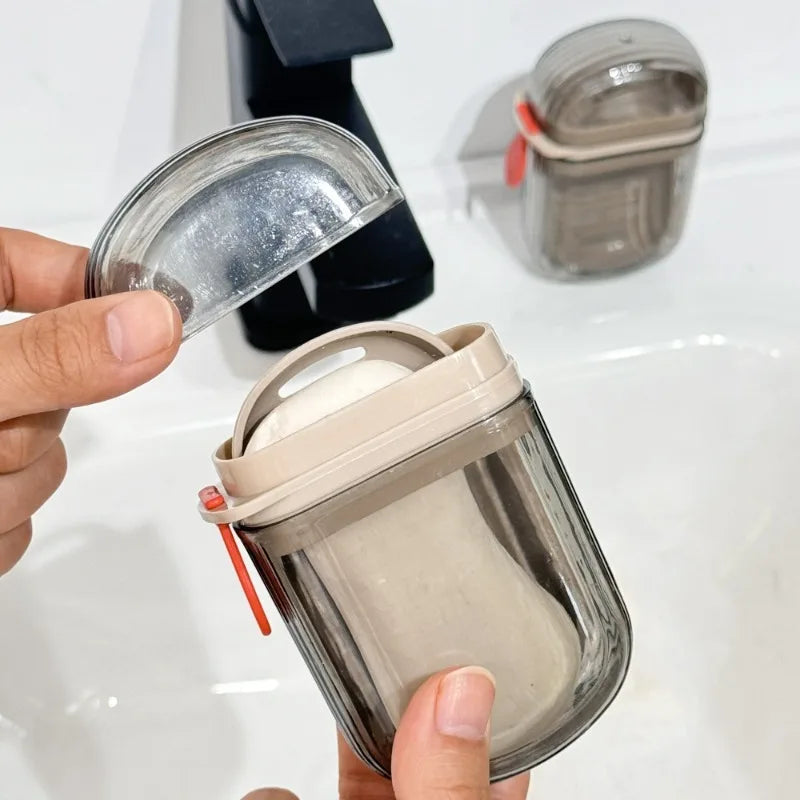 1-5Pcs Portable Soap Tray Leakproof Household Bathroom Drain Tray Bathroom Transparent Soap Box with Lid for Camping Traveling