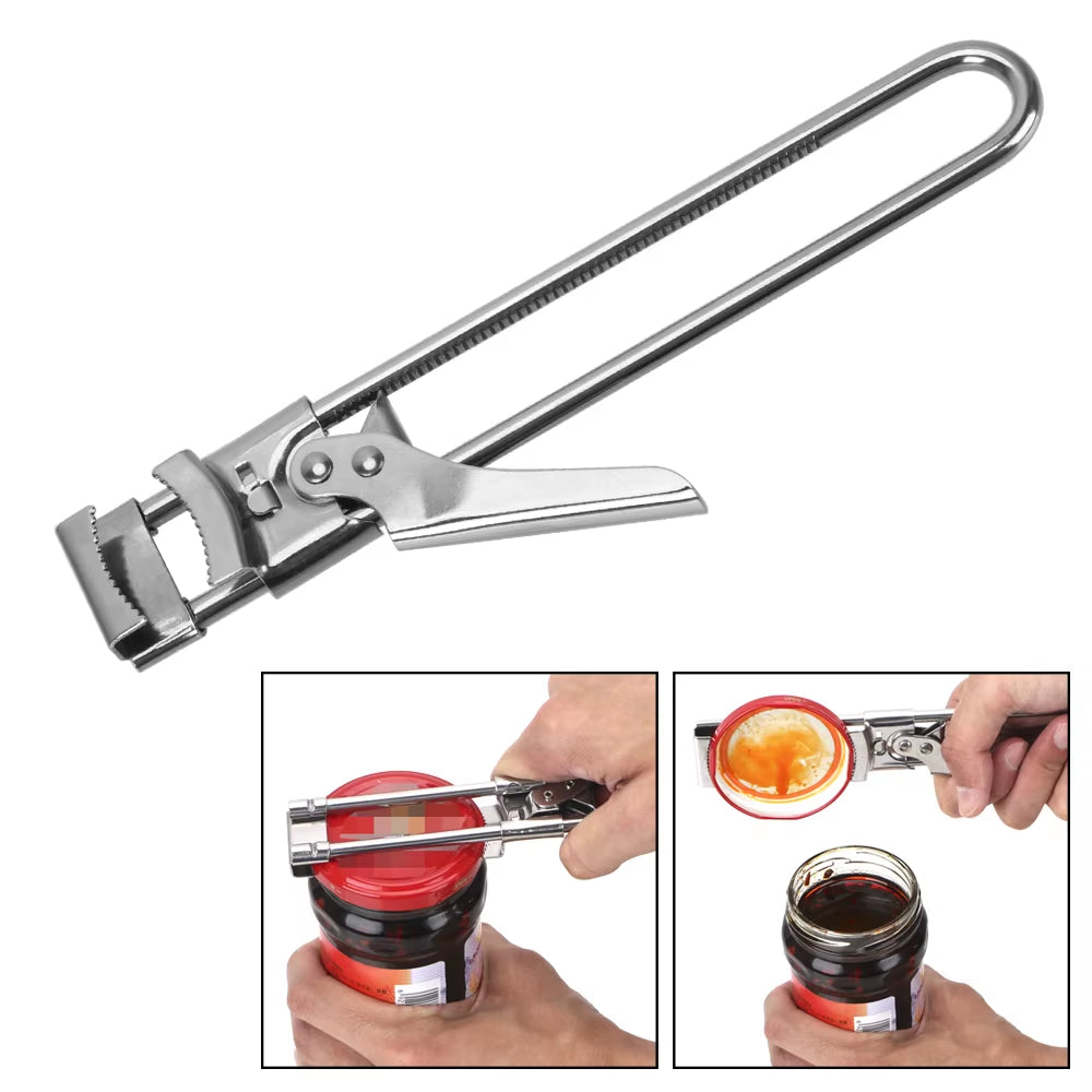 Kitchen Accessories Gripper Can Opener Manual Stainless Steel Adjustable Multifunctional Jar Lid Opener