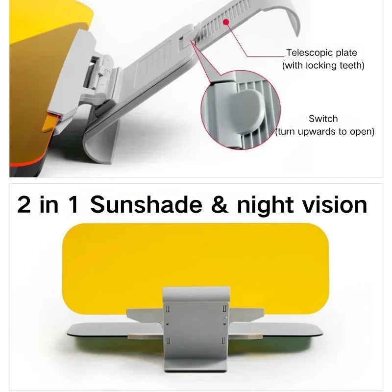Car Sun Visor HD Anti-Glare Sunshade Day & Night Vision Foldable Driving Mirror UV Protection Flip-Down Interior Accessories