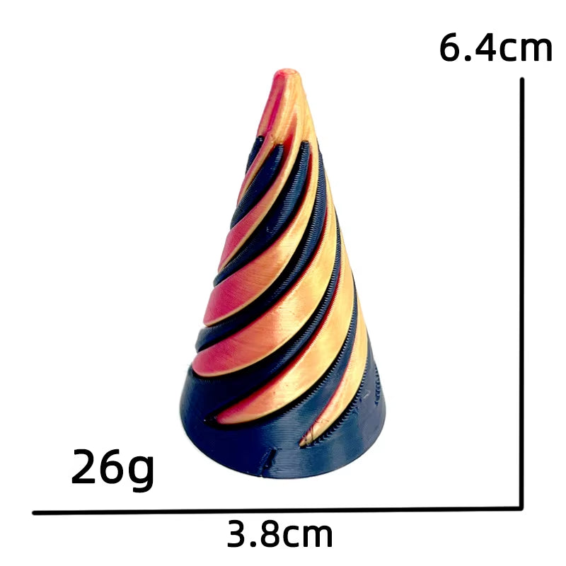 Kids 3D Printed Spiral Cone Fidgeting Toy Impossible Pyramid Passthrough Sculpture Antistress Anxiety Relieving Game Adults Toys