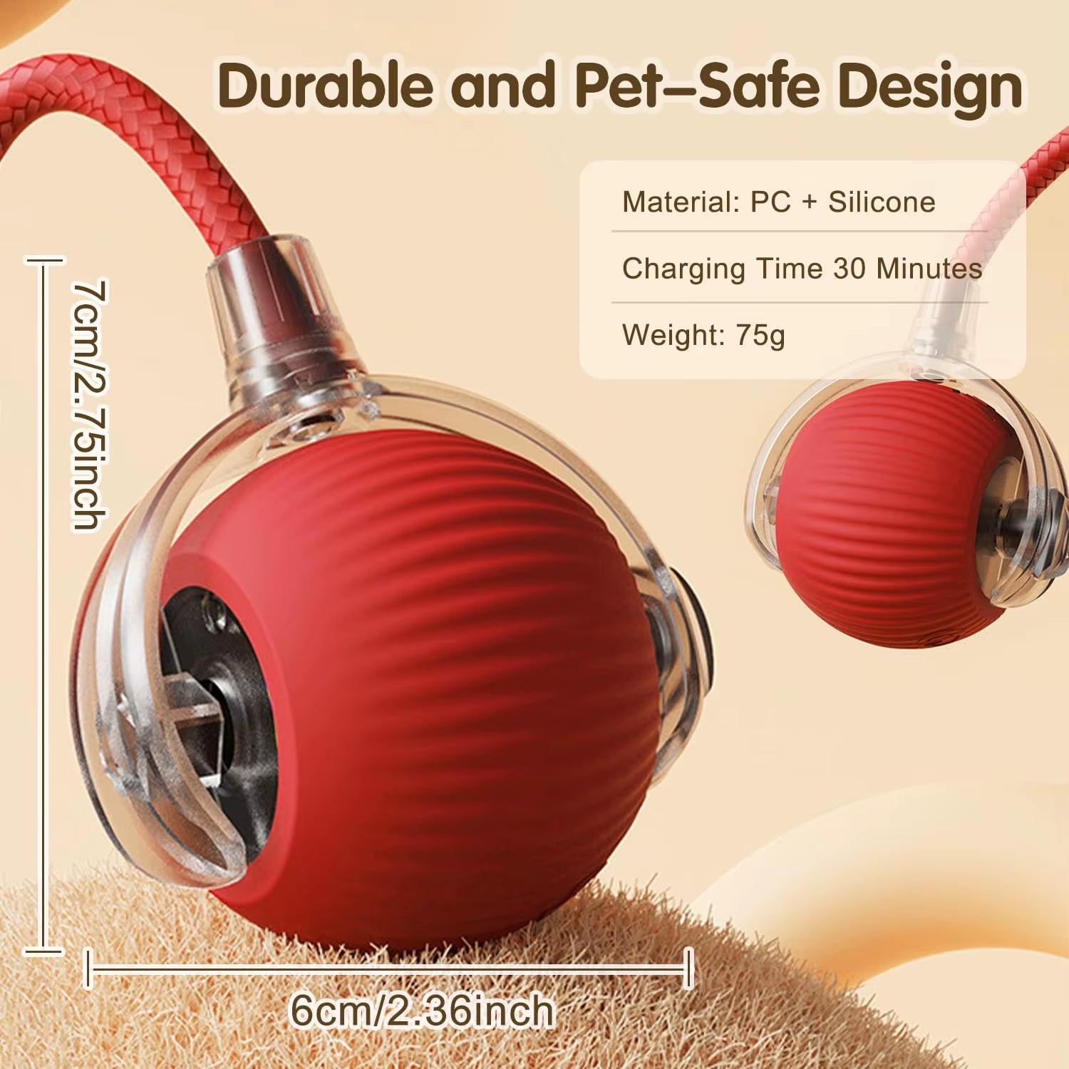 New Cat Interactive Ball Toy Automatic Rolling Ball Faux Tail Rechargeable Smart Pet Electric Toy Dog Cat Training Imitate Mouse