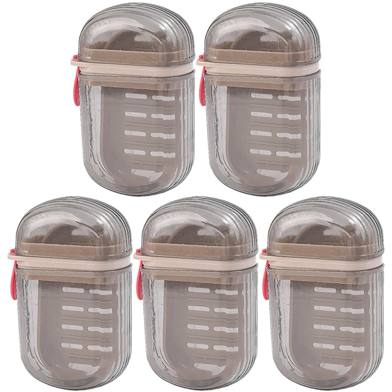 1-5Pcs Portable Soap Tray Leakproof Household Bathroom Drain Tray Bathroom Transparent Soap Box with Lid for Camping Traveling