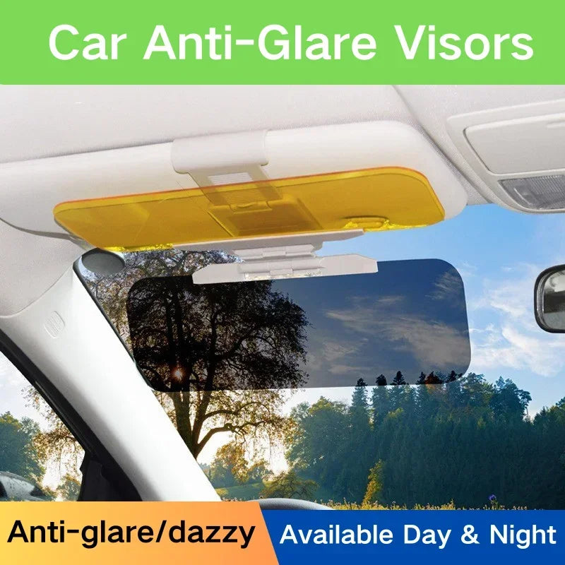Car Sun Visor HD Anti-Glare Sunshade Day & Night Vision Foldable Driving Mirror UV Protection Flip-Down Interior Accessories