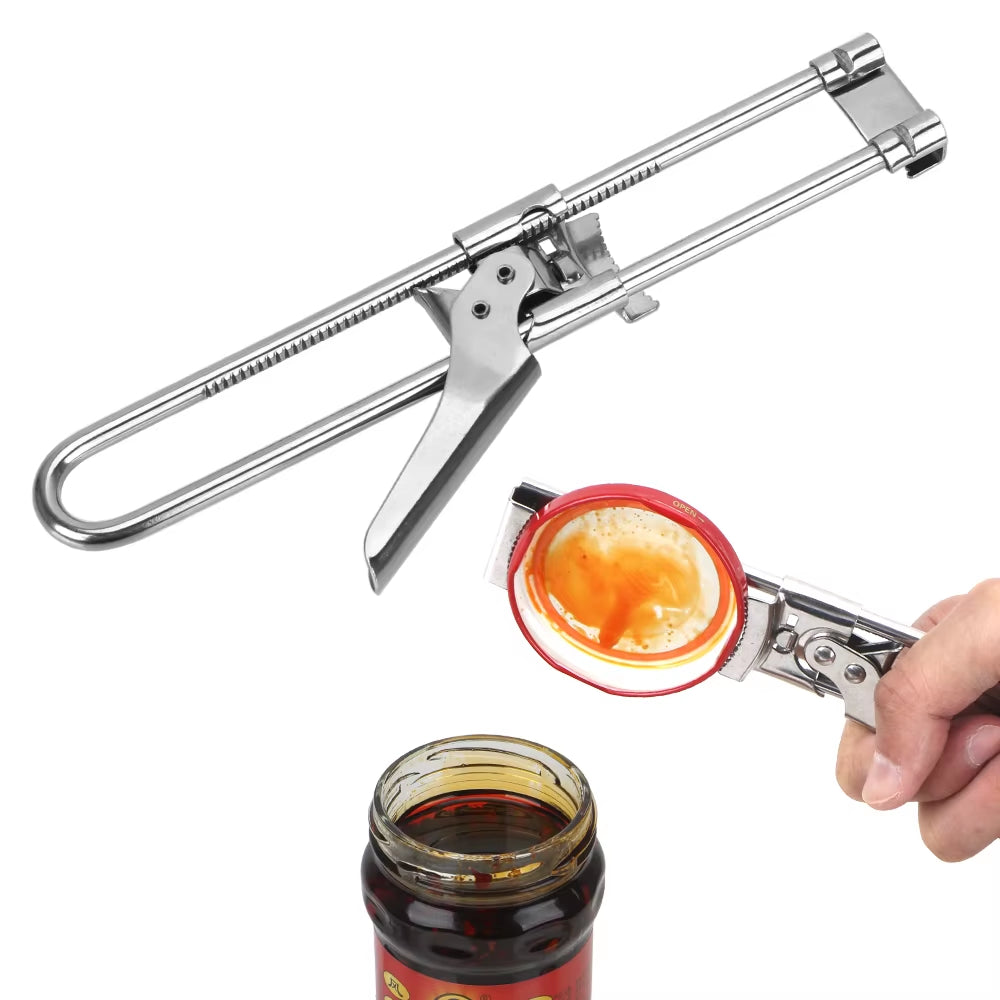 Kitchen Accessories Gripper Can Opener Manual Stainless Steel Adjustable Multifunctional Jar Lid Opener