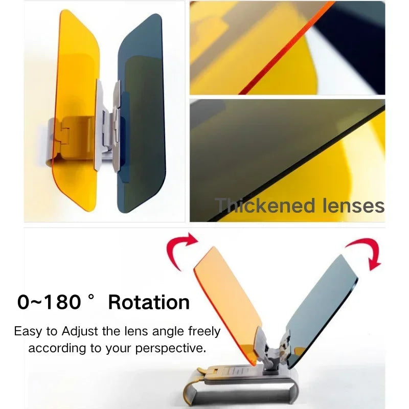 Car Sun Visor HD Anti-Glare Sunshade Day & Night Vision Foldable Driving Mirror UV Protection Flip-Down Interior Accessories