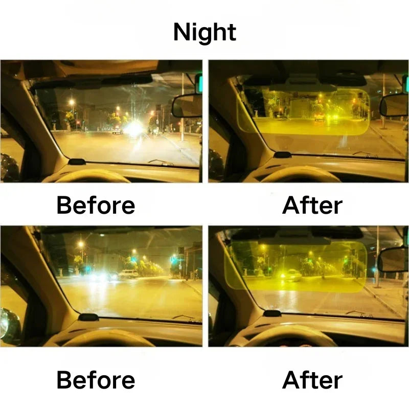 Car Sun Visor HD Anti-Glare Sunshade Day & Night Vision Foldable Driving Mirror UV Protection Flip-Down Interior Accessories
