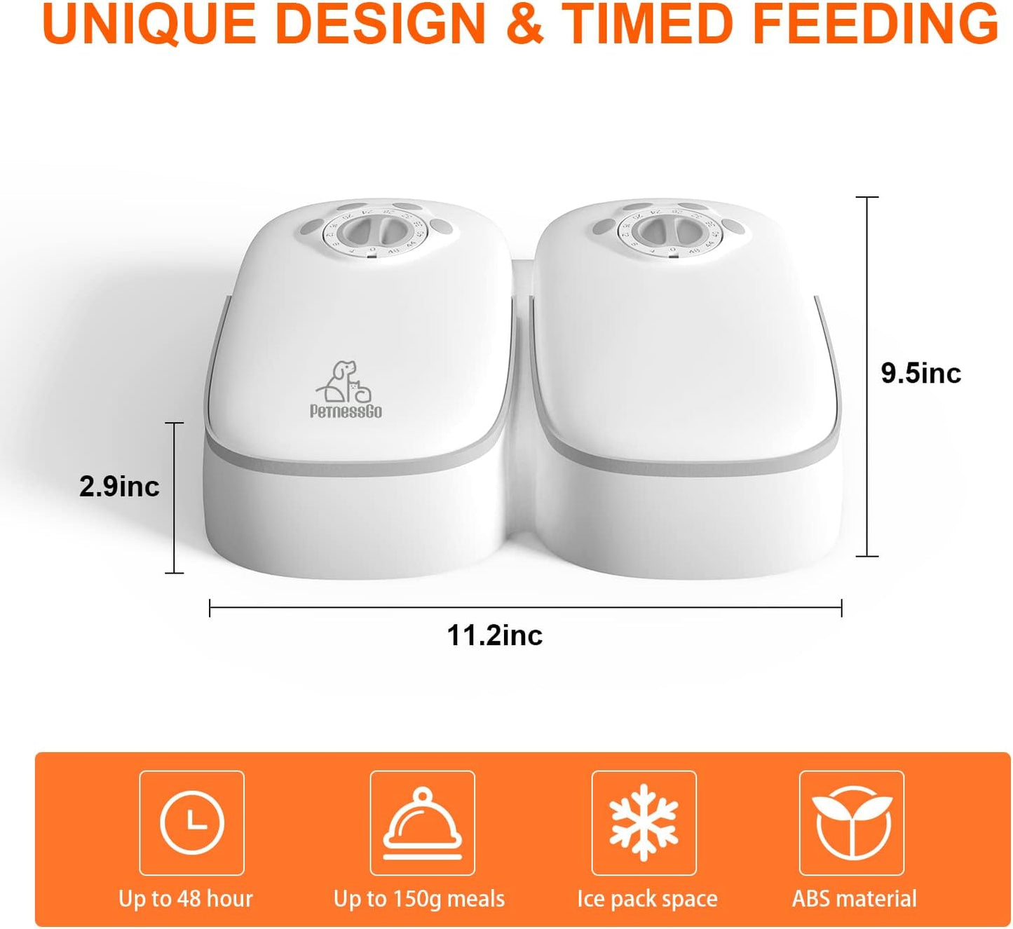 Automatic 2 Meals Cat Feeder, Pet Feeder with Timer, Timed and Portion Control for Dry or Semi-Moist Food, Food Dispenser for Cat and Dog, 48-Hour Timed (2 Meals Cat Feeder)