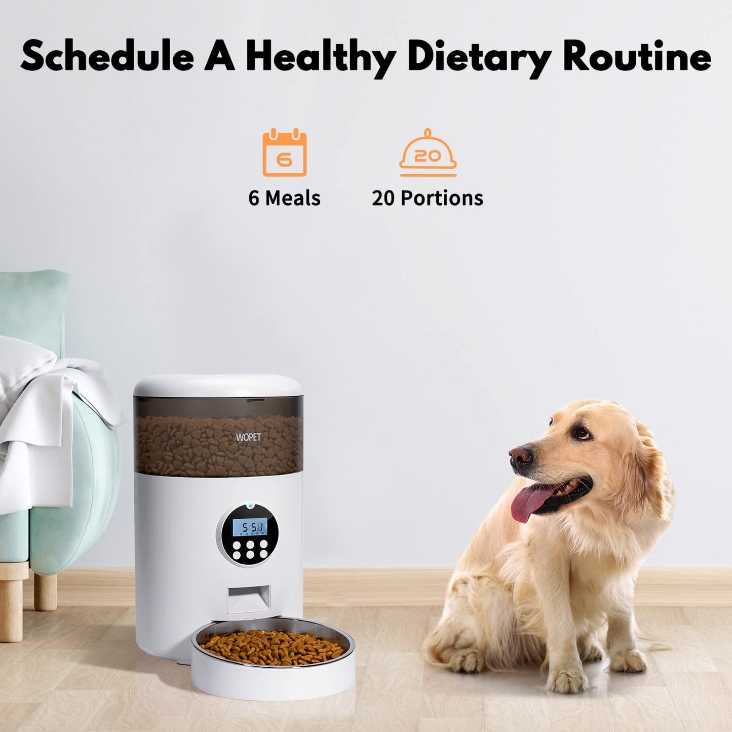 4L Automatic Cat Feeder,Timed Dog Feeder Pet Food Dispenser with Desiccant Bag for Dry Food,Programmable Portion Control & Voice Recorder for Small/Medium Pets (4L, Grey)