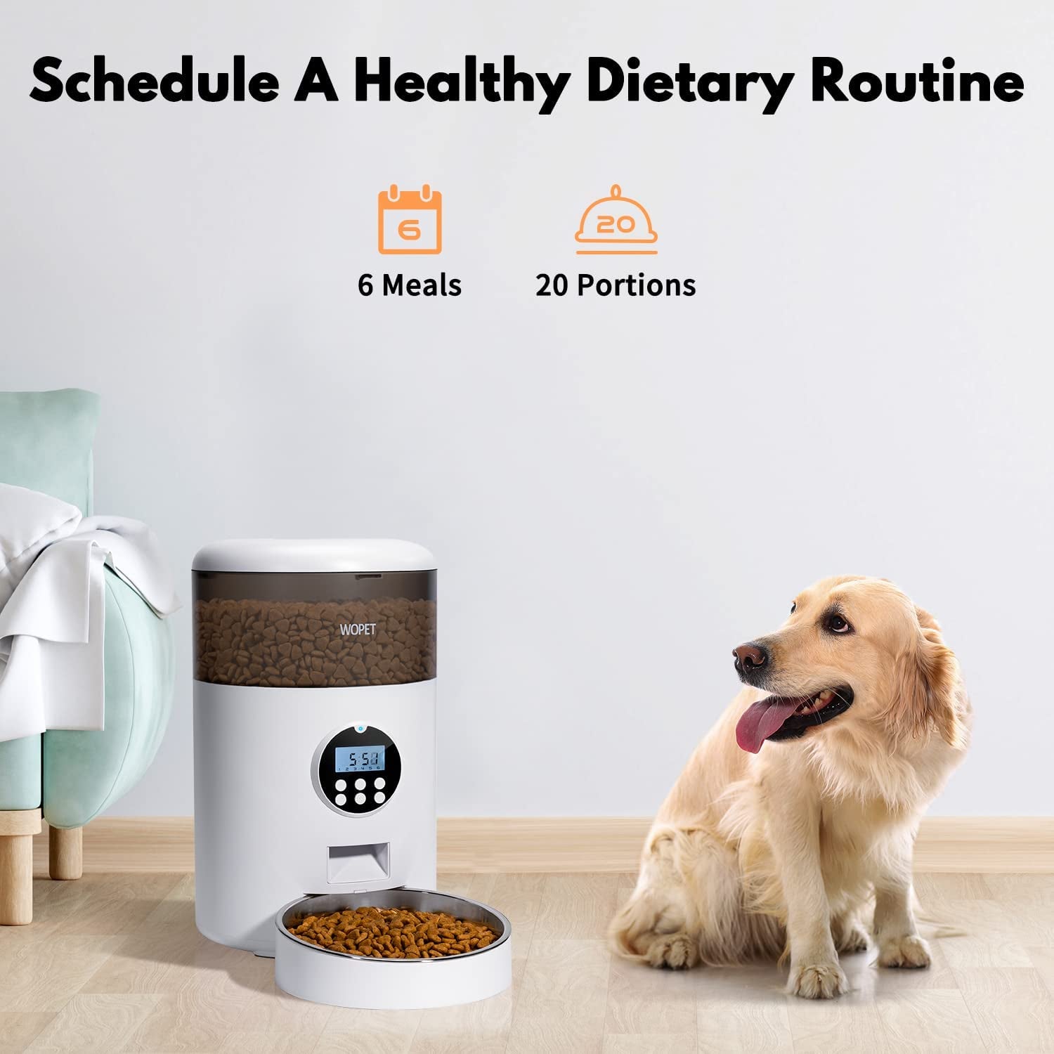 4L Automatic Cat Feeder,Timed Dog Feeder Pet Food Dispenser with Desiccant Bag for Dry Food,Programmable Portion Control & Voice Recorder for Small/Medium Pets (4L, Grey)