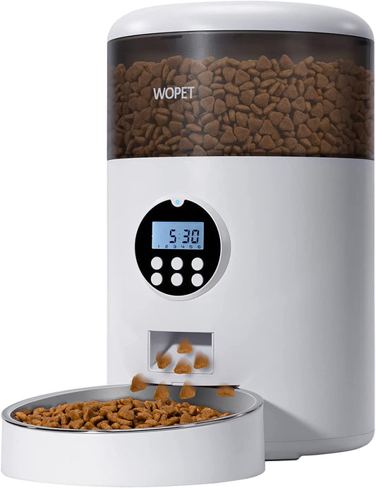 4L Automatic Cat Feeder,Timed Dog Feeder Pet Food Dispenser with Desiccant Bag for Dry Food,Programmable Portion Control & Voice Recorder for Small/Medium Pets (4L, Grey)