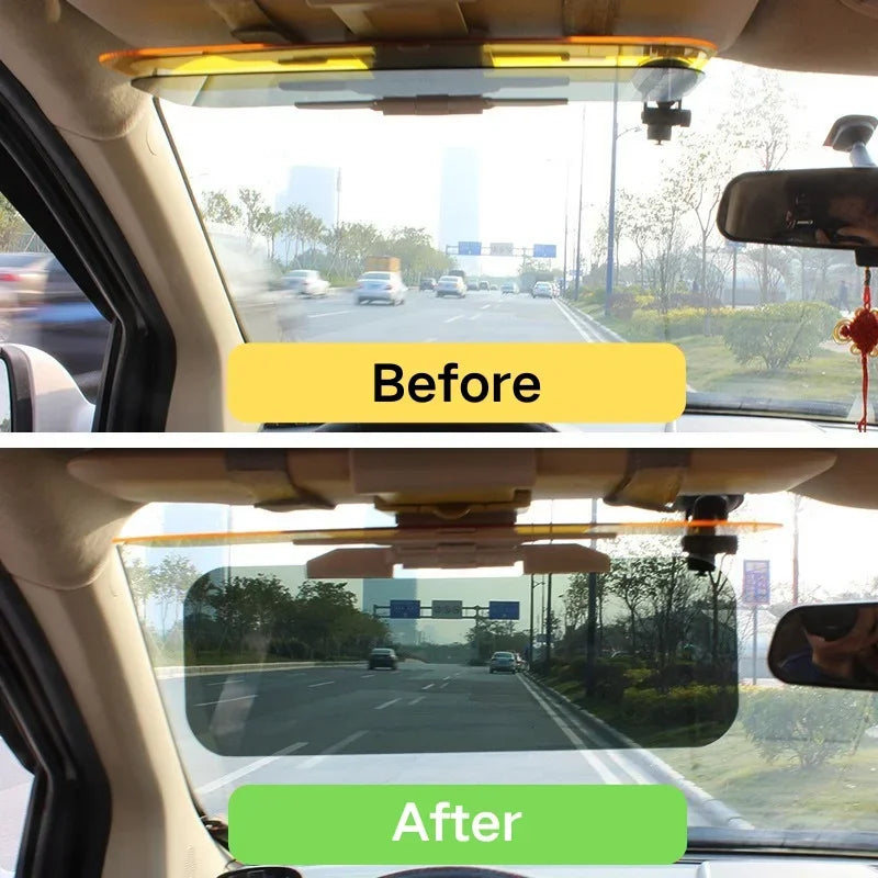 Car Sun Visor HD Anti-Glare Sunshade Day & Night Vision Foldable Driving Mirror UV Protection Flip-Down Interior Accessories